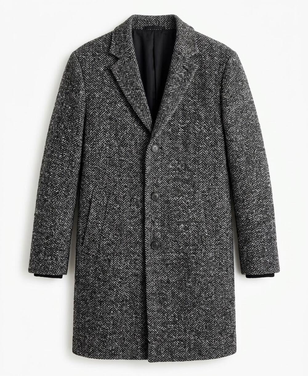 Tommy Hilfiger Tailored Fit Herringbone Pea Coat Dark Grey Heather XL